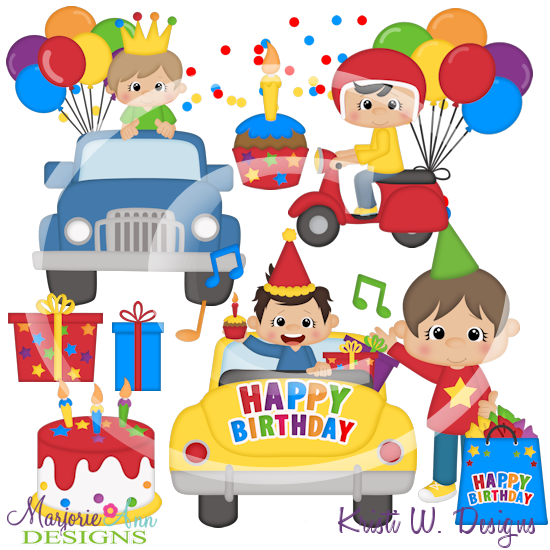 Drive By Birthday-Boys SVG Cutting Files/Paper Piecing +Clipart - Click Image to Close